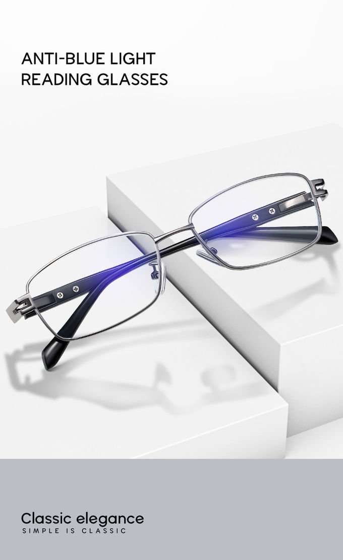 Rectangle Designer Reading Glasses For Men Reading Glasses Metal Progressive Multifocal 1