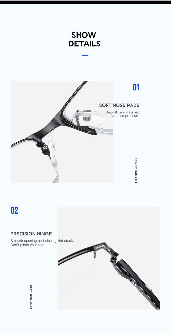 Half Frame Anti Blue Light Portable Reading Glasses 141MM Minimize Headache 5