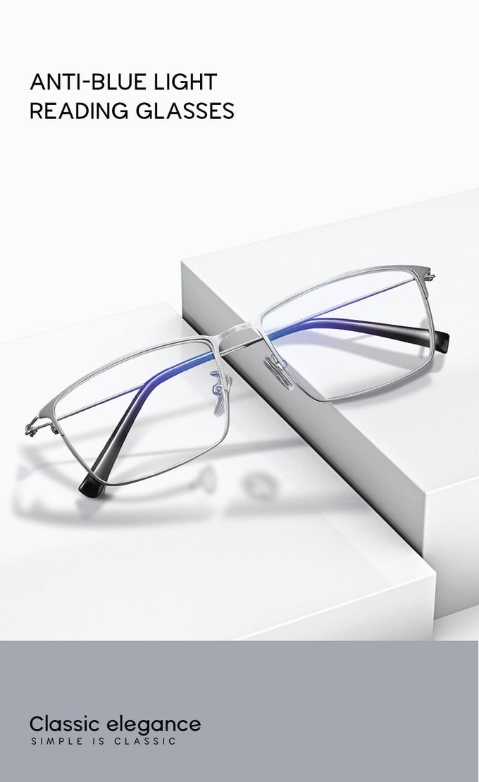 Light Gun Color Mens Metal Frame Reading Glasses Readers 140MM 1