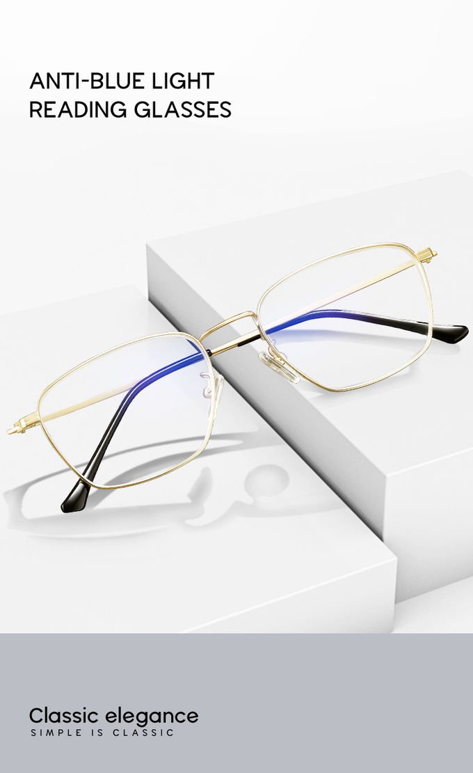 Metal Stainless Steel 140MM Men'S Reading Eyeglasses BSCI Designer Reading Glasses With Pouch 1