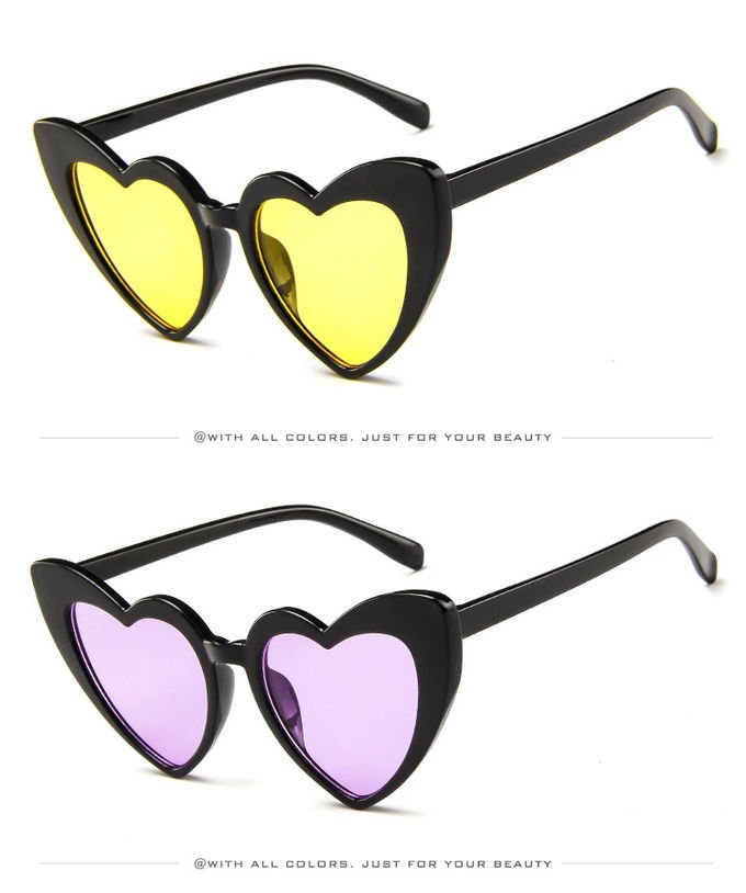 Plastic Designer Female Lady Fashion Heart Sunglasses Multi Colors 155MM 2