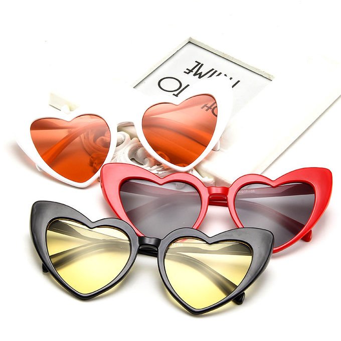 Plastic Designer Female Lady Fashion Heart Sunglasses Multi Colors 155MM 0