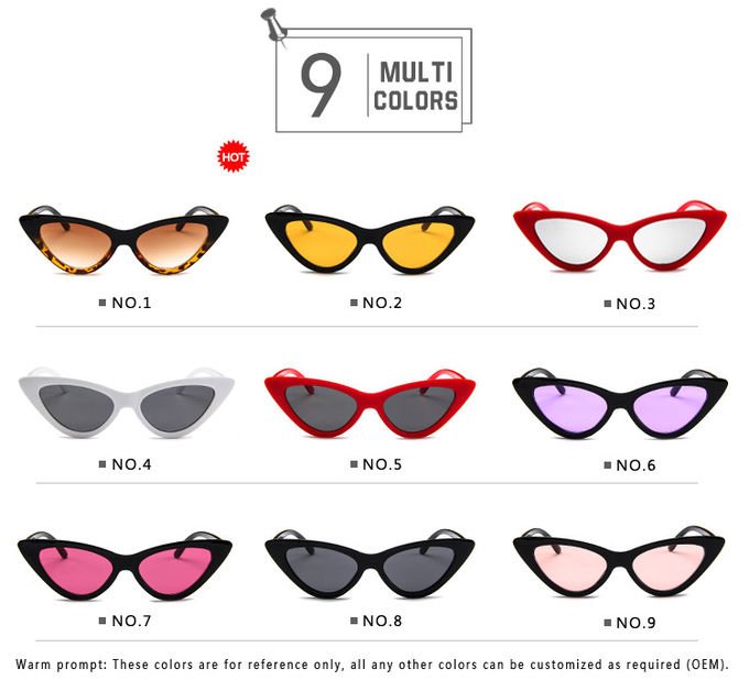 Retro Vintage Narrow Cat Eye Sunglasses Women Cat Eye Clout Glasses Plastic Frame 6