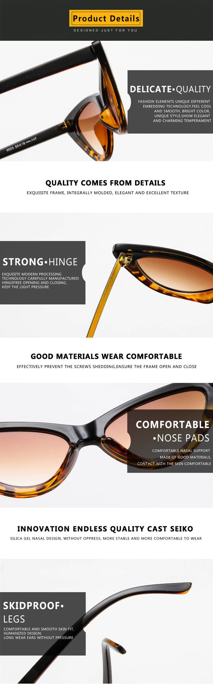Retro Vintage Narrow Cat Eye Sunglasses Women Cat Eye Clout Glasses Plastic Frame 5