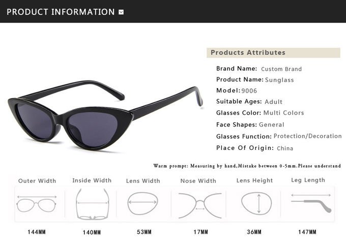 BSCI Small Frames Black Cat Eye Sunglasses Promotion Sunglasses With Logo 0