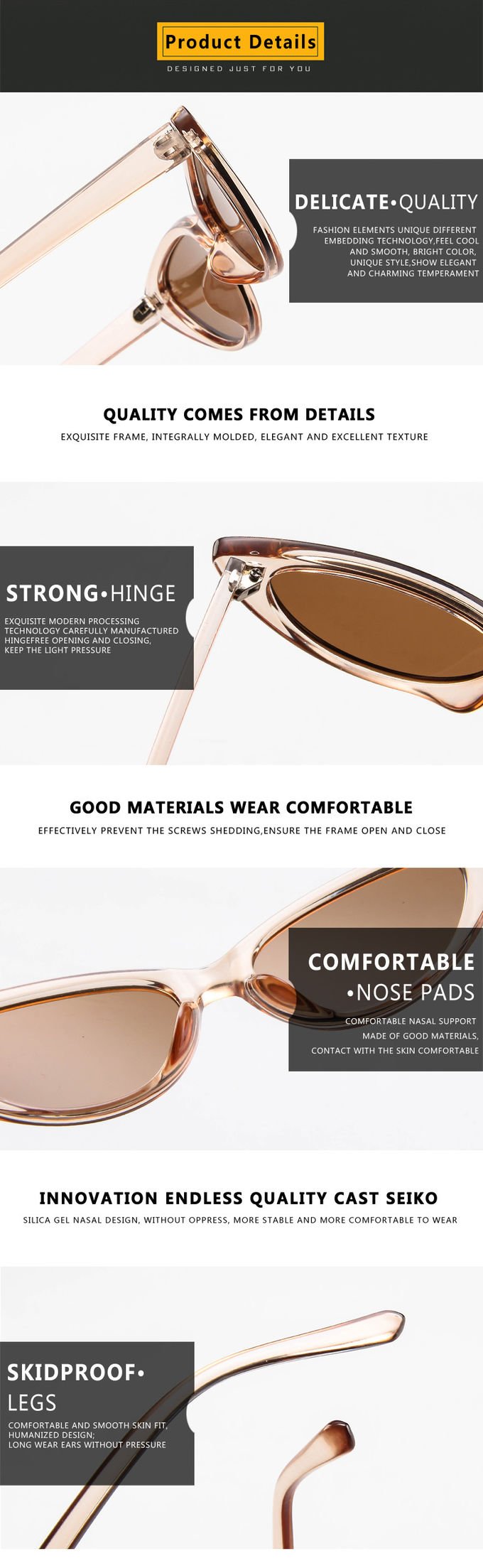 BSCI Small Frames Black Cat Eye Sunglasses Promotion Sunglasses With Logo 5