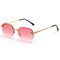 Rectangle Retro Woman Metal Frame UV400 Square Rimless Sunglasses