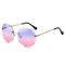 Colorful Gradient Lens Rivets Fashion Rimless Women Sunglasses