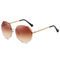 Colorful Gradient Lens Rivets Fashion Rimless Women Sunglasses