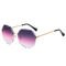 Colorful Gradient Lens Rivets Fashion Rimless Women Sunglasses