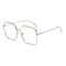 Silver Alloy Square Big Frame Glasses Men Women Unisex Decoration Transparent Frame Glasses