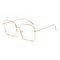 Silver Alloy Square Big Frame Glasses Men Women Unisex Decoration Transparent Frame Glasses