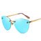 Fashionable Classic Rose Women Cat Eye Rimless Sunglasses Mirror Polarized