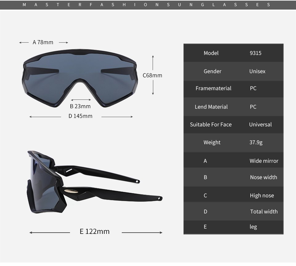 Men Women PC Road Bike Glasses sizes