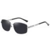 Adult Trend Outdoor Shades Metal Frame Polarized Sunglasses Mens Luxury Black Frame Gun Silver- Gray