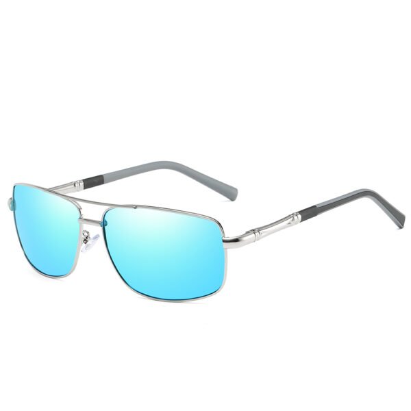 Driving Metal Frame Polarized Sunglasses 152MM UV400 Protection Black-Night Vision color silver blue