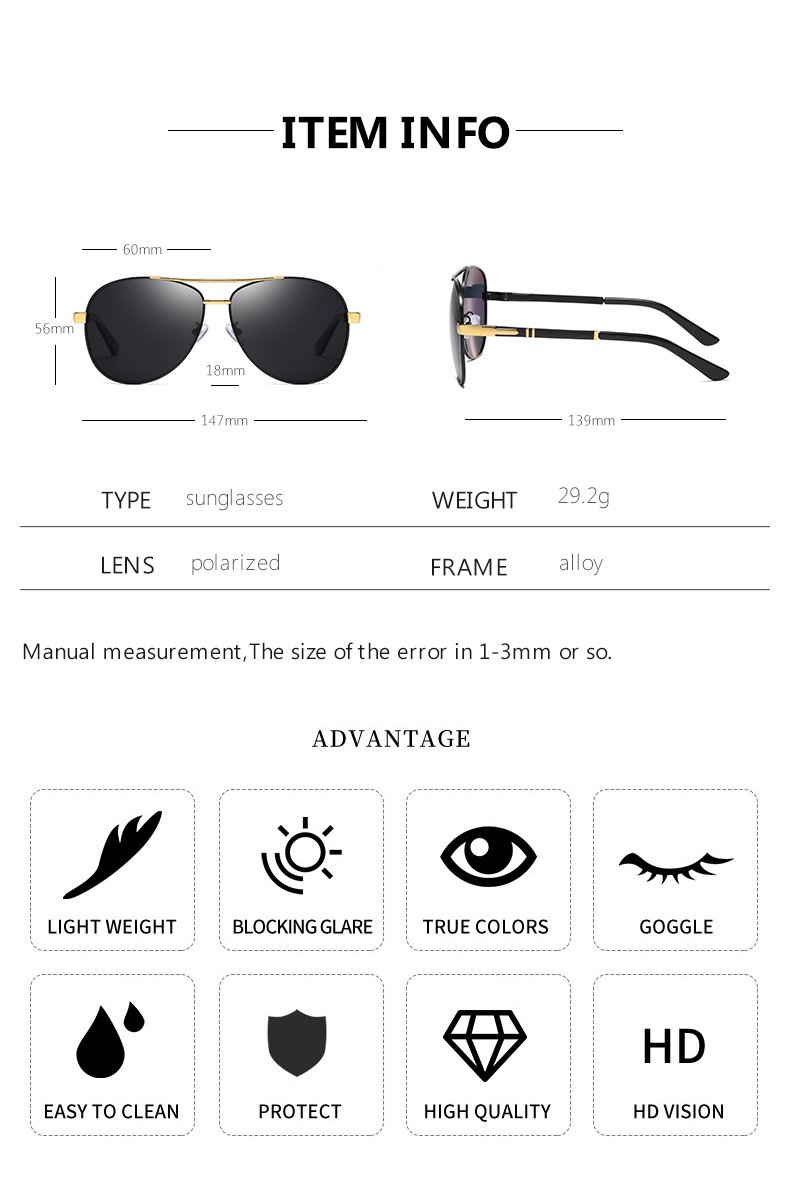 Men 147MM Polarized Stylish Sunglasses Oversized Mirror Lens Multi Pack size chart