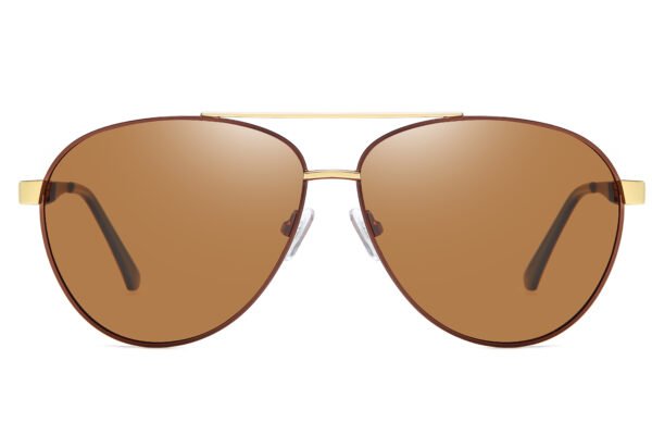 Sunglasses Mirror Lens UV400 Metal Pilot Tea Gold- Tea